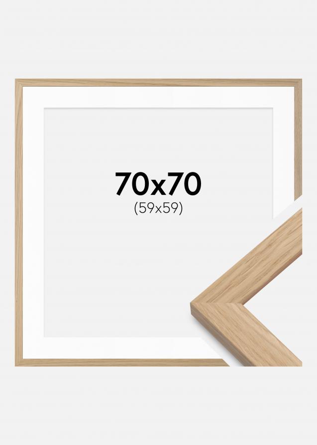Ram med passepartou Rahmen Oak Wood 70x70 cm - Passepartout Weiß 60x60 cm