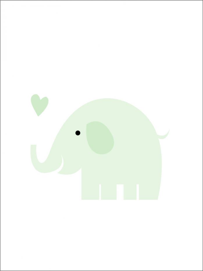Bildverkstad Elefant Solo - Mintgrn Poster