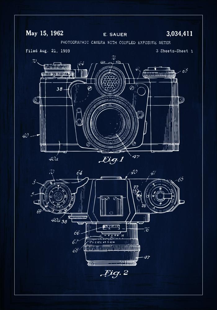Bildverkstad Patentzeichnung - Kamera I - Blau Poster