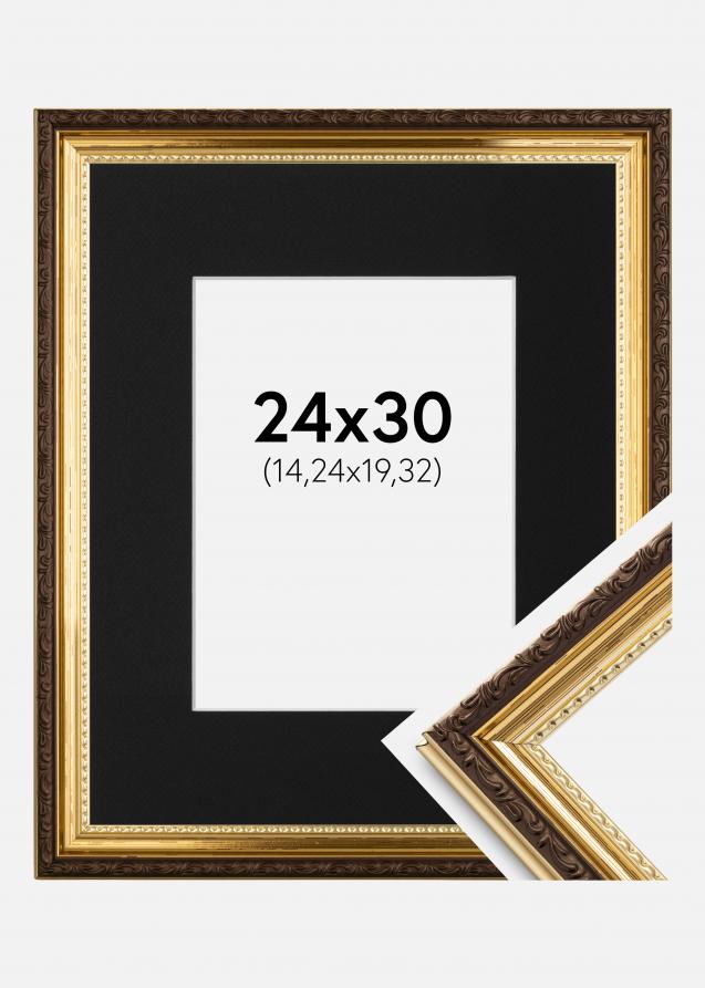 Ram med passepartou Rahmen Abisko Gold 24x30 cm - Passepartout Schwarz 6x8 inches (15,24x20,32 cm)