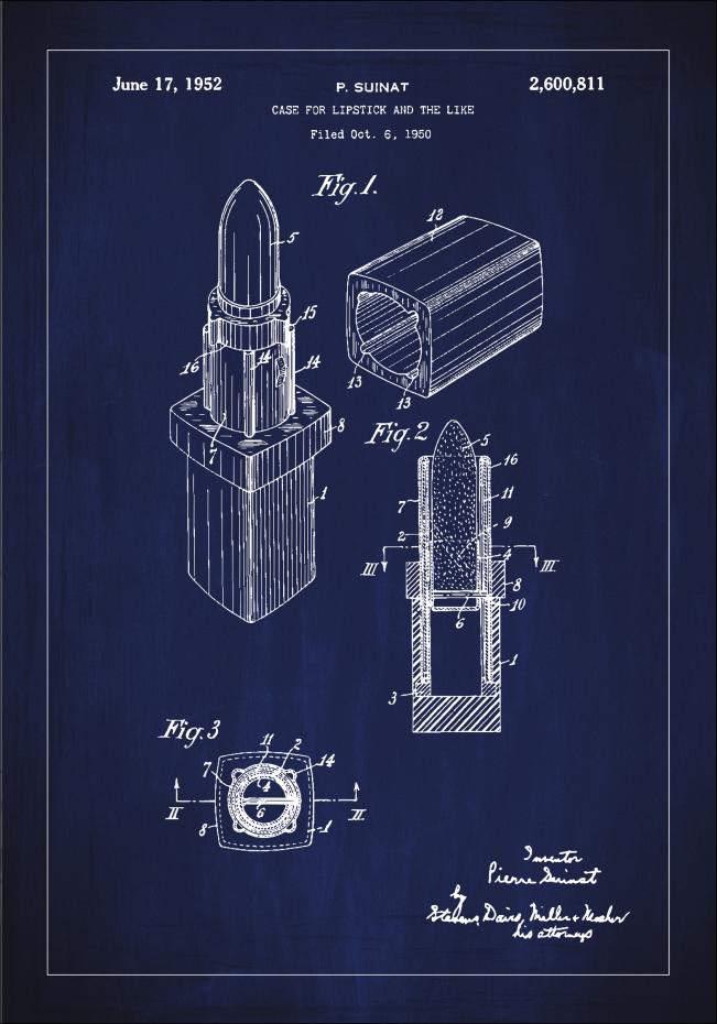 Bildverkstad Patentzeichnung - Lippenstift - Blau Poster
