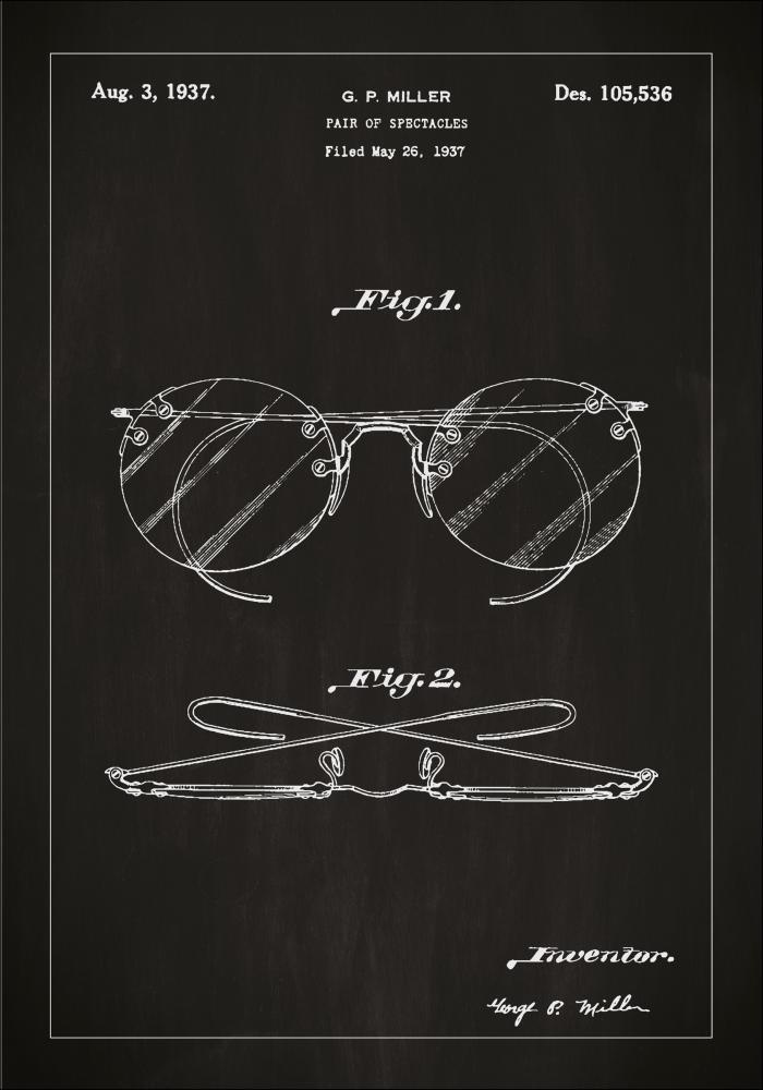 Bildverkstad Patentzeichnung - Brille A - Schwarz Poster