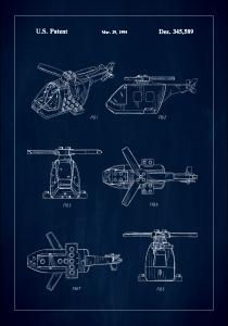 Bildverkstad Patent Print - Lego Helicopter - Blue Poster