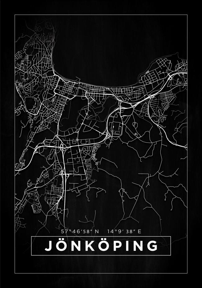 Bildverkstad Map - Jnkping - Black Poster