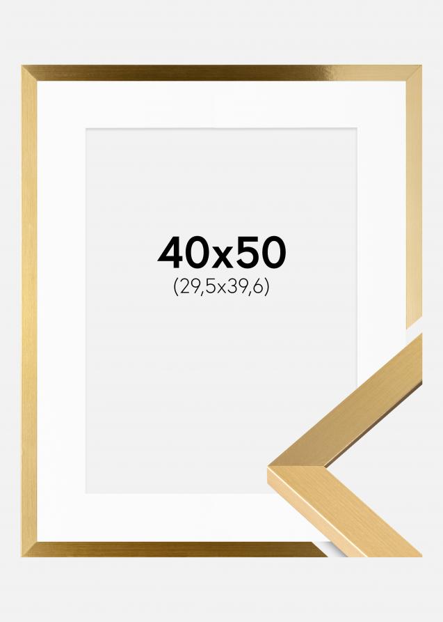 Ram med passepartou Rahmen Selection Gold 40x50 cm - Passepartout Weiß 12x16 inches