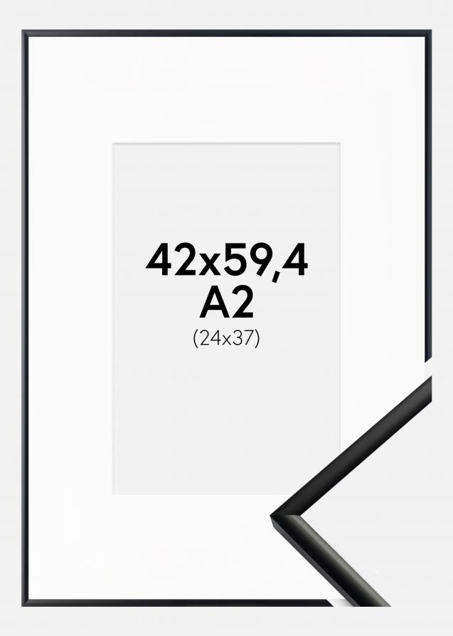 Ram med passepartou Rahmen New Lifestyle Matt Schwarz 42x59,4 cm (A2) - Passepartout Weiß 25x38