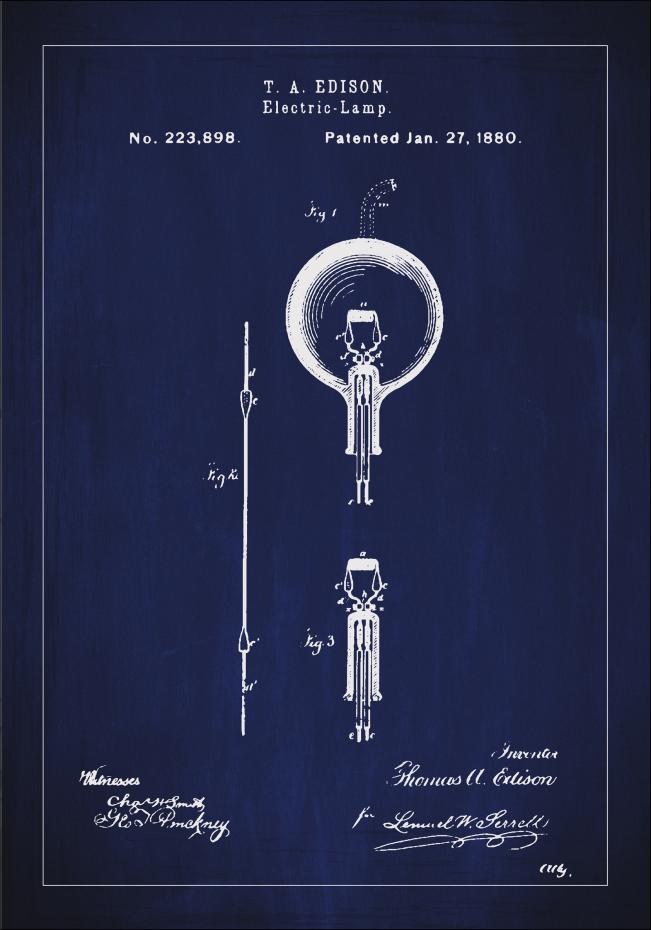 Bildverkstad Patentzeichnung - Glhbirne B - Blau Poster
