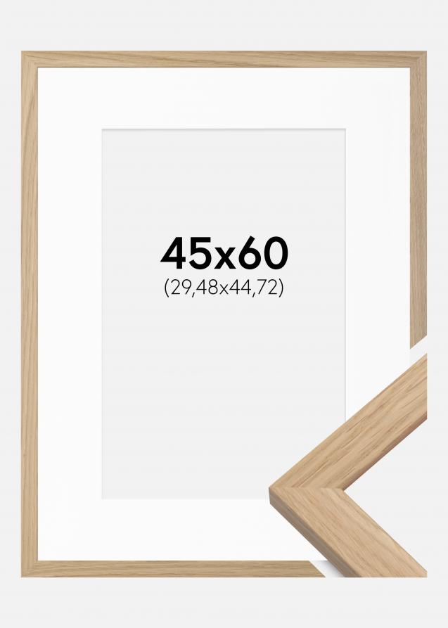 Ram med passepartou Rahmen Oak Wood 45x60 cm - Passepartout Weiß 12x18 inches
