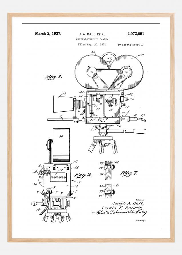 Bildverkstad Patent Print - Cinematic Camera - White Poster