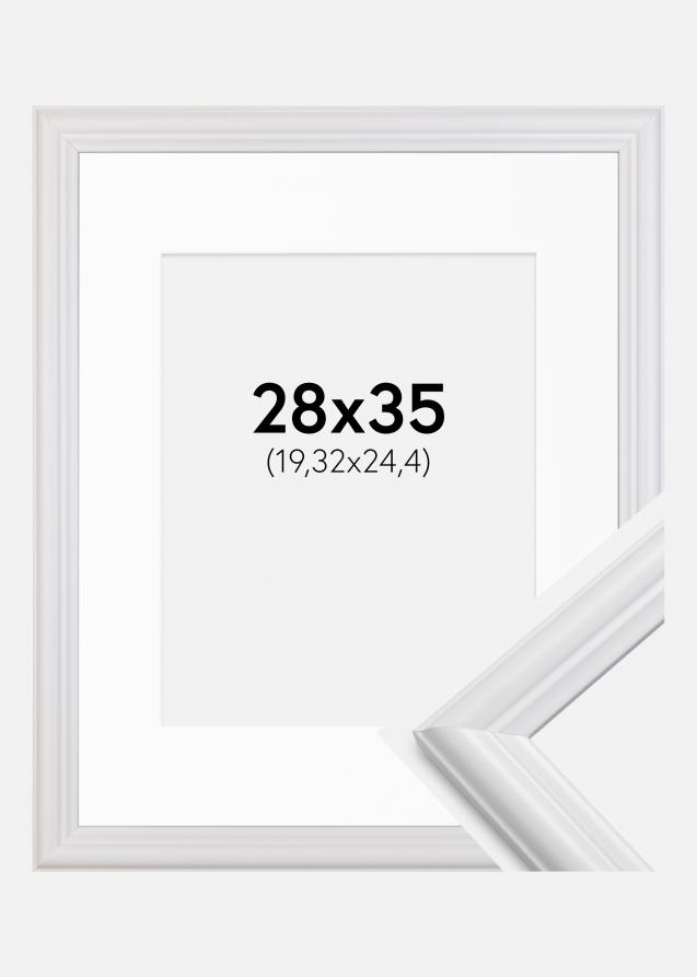 Ram med passepartou Rahmen Siljan Weiß 28x35 cm - Passepartout Weiß 8x10 inches