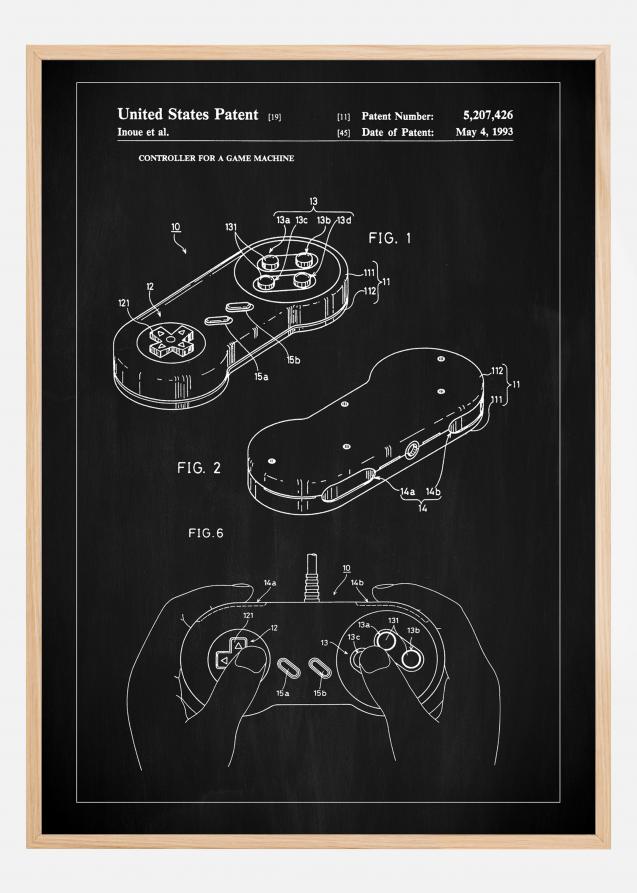 Bildverkstad Patent Print - Game Controller I - Black Poster
