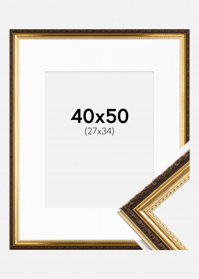 Ram med passepartou Rahmen Abisko Gold 40x50 cm - Passepartout Weiß 28x35 cm