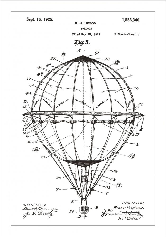Bildverkstad Patentzeichnung - Heiluftballon - Wei Poster