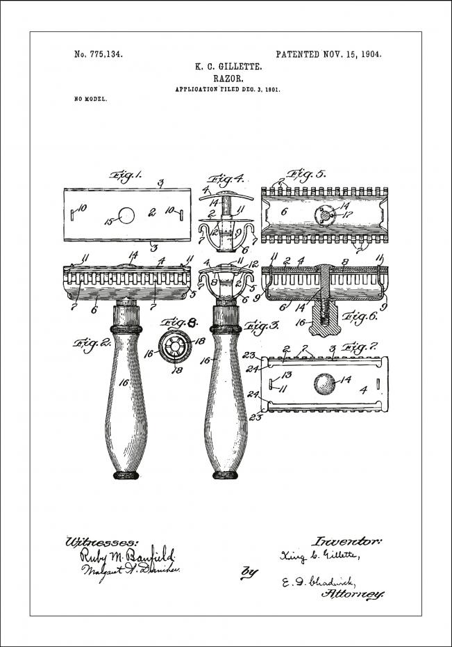 Bildverkstad Patentzeichnung - Rasierer - Wei Poster