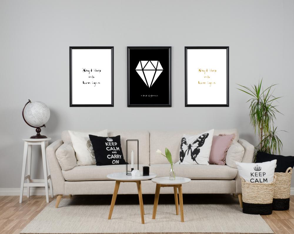 Malimi Posters Diamant - Schwarz mit weiem Druck Poster