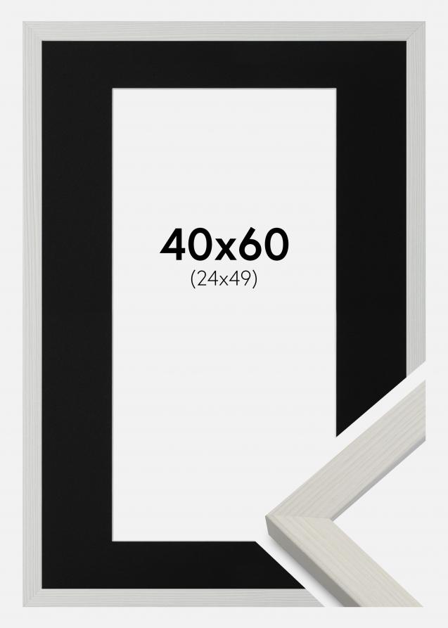Ram med passepartou Rahmen Fiorito Weiß 40x60 cm - Passepartout Schwarz 25x50 cm