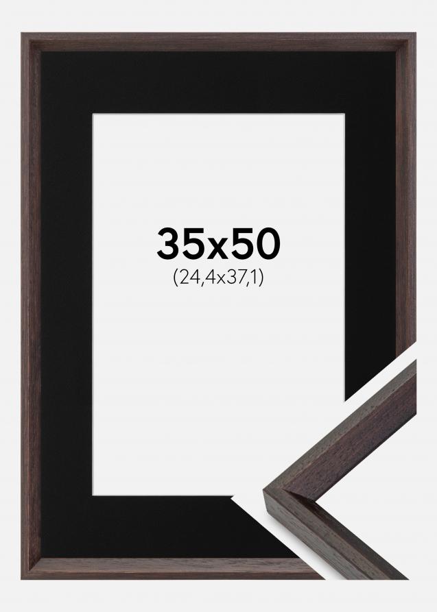 Ram med passepartou Rahmen Globe Espresso 35x50 cm - Passepartout Schwarz 10x15 inches