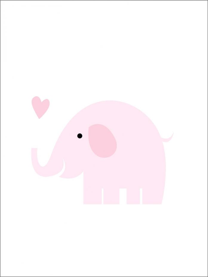 Bildverkstad Elefant Solo - Rosenrosa Poster