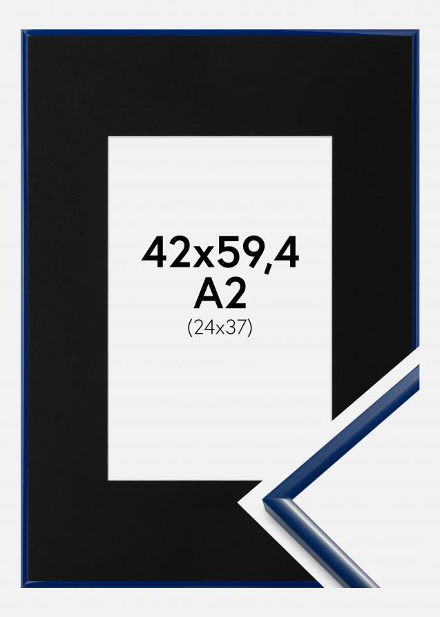 Ram med passepartou Rahmen New Lifestyle Blau 42x59,4 cm (A2) - Passepartout Schwarz 25x38 cm