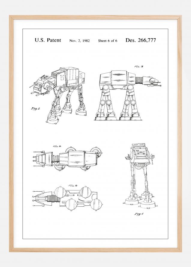 Bildverkstad Patentzeichnung - Star Wars - Walker - Weiß Poster