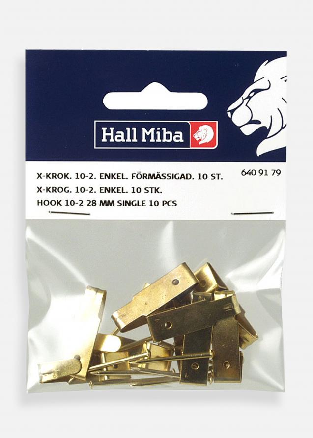 Hallmiba X-Haken, Bilderhaken, 10-2, 28 mm, vermessingt, 10 St.