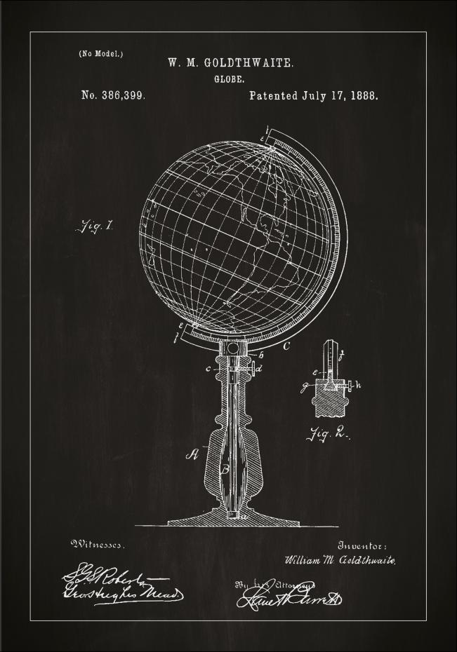 Bildverkstad Patentzeichnung - Erdkugel - Schwarz Poster