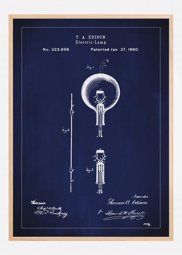 Bildverkstad Patentzeichnung - Glühbirne B - Blau Poster