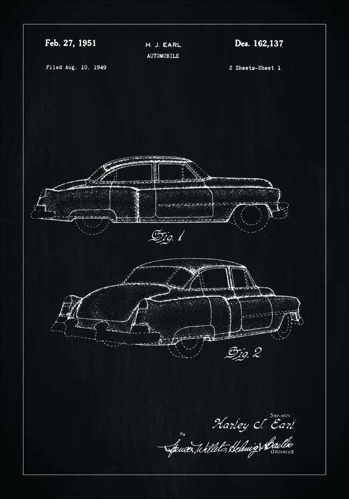 Bildverkstad Patentzeichnung - Cadillac I - Schwarz Poster