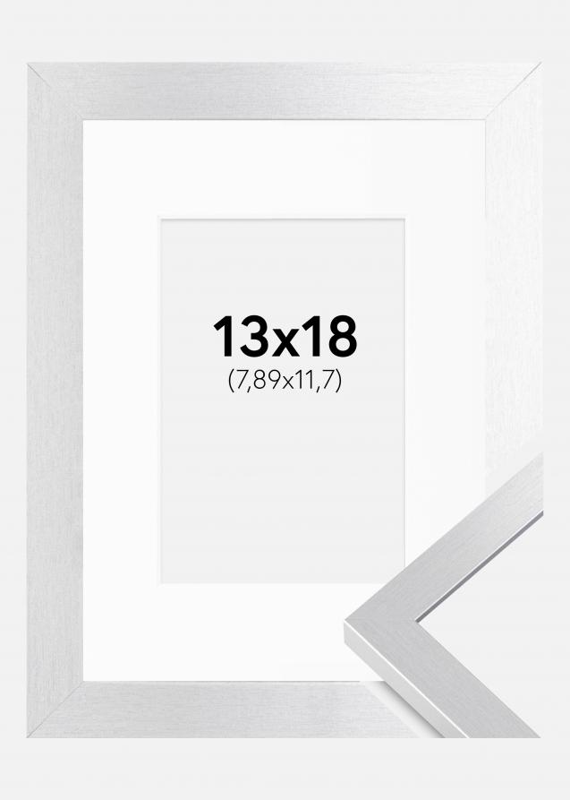Ram med passepartou Rahmen Selection Silber 13x18 cm - Passepartout Weiß 3,5x5 inches