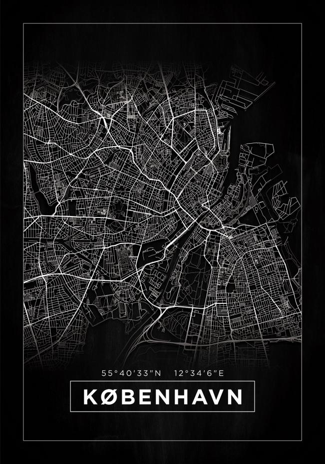 Bildverkstad Map - Kbenhavn - Black Poster