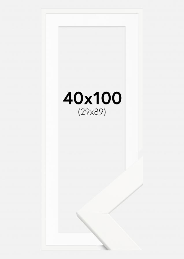 Ram med passepartou Rahmen Trendline Weiß 40x100 cm - Passepartout Weiß 30x90 cm