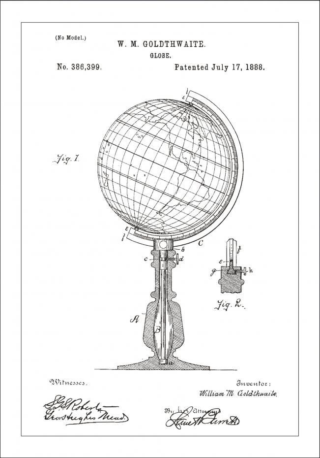 Bildverkstad Patentzeichnung - Erdkugel - Wei Poster