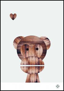 Paperago Wood monkey Poster