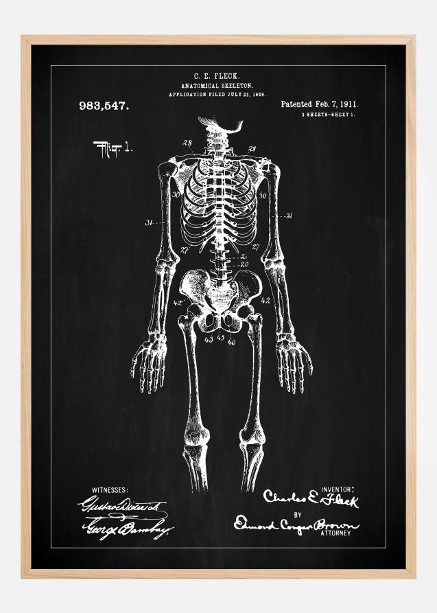 Bildverkstad Patentzeichnung - Anatomisches Skelett I - Schwarz Poster