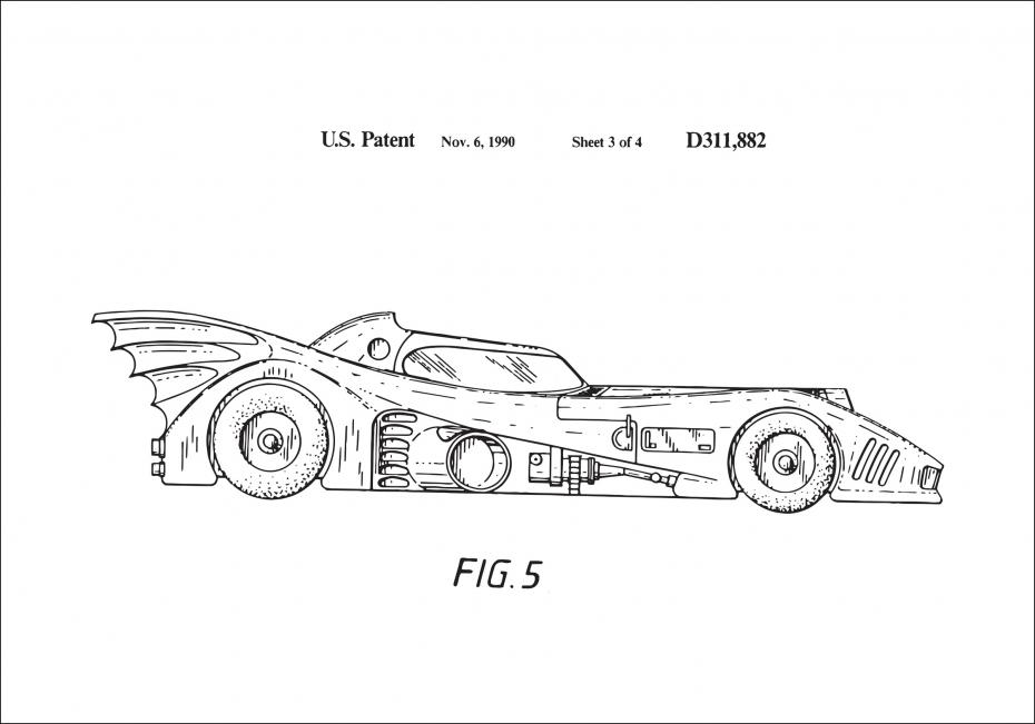 Bildverkstad Patentzeichnung - Batman - Batmobile 1990 III Poster
