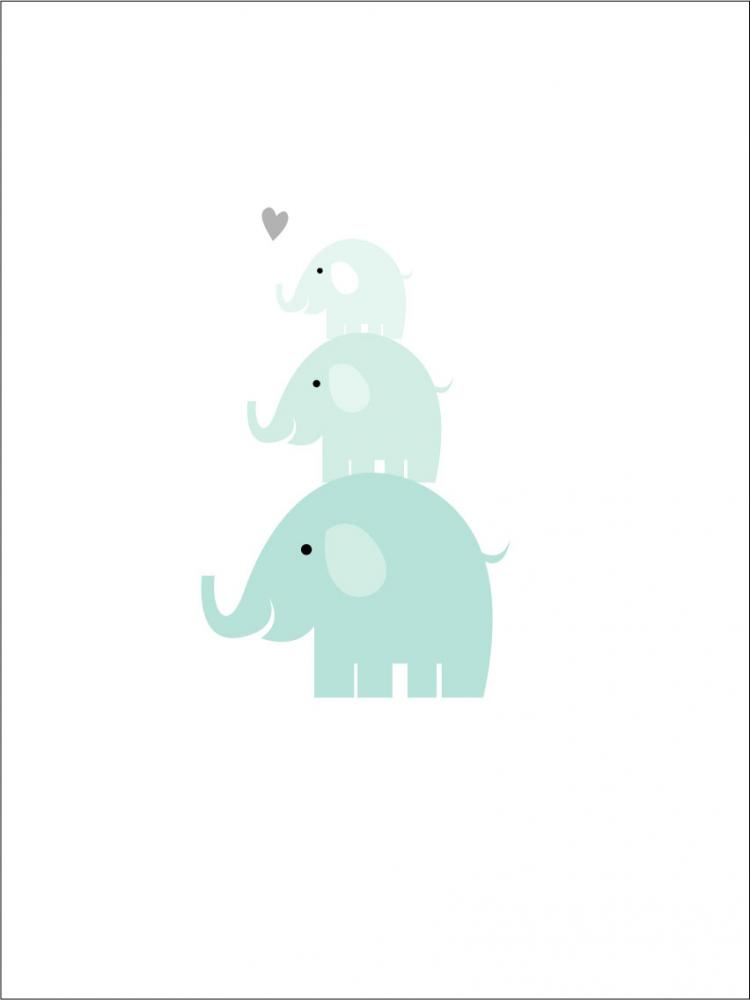 Bildverkstad Elefant Drilling - Eisblau Poster