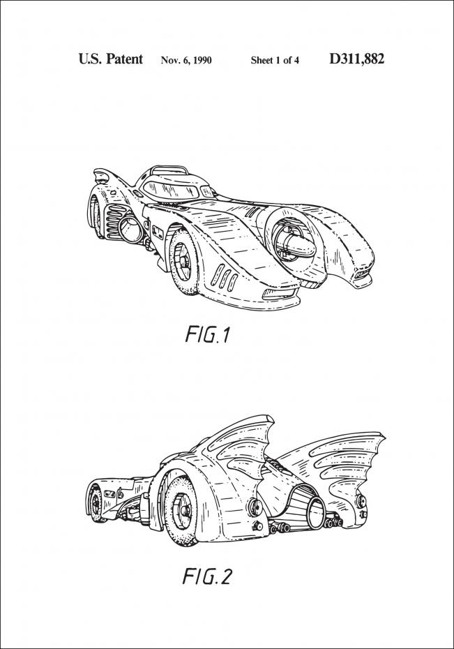 Bildverkstad Patentzeichnung - Batman - Batmobile 1990 I Poster