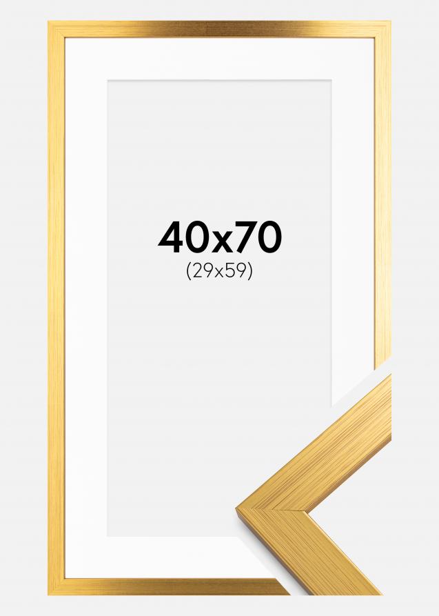Ram med passepartou Rahmen Gold Wood 40x70 cm - Passepartout Weiß 30x60 cm