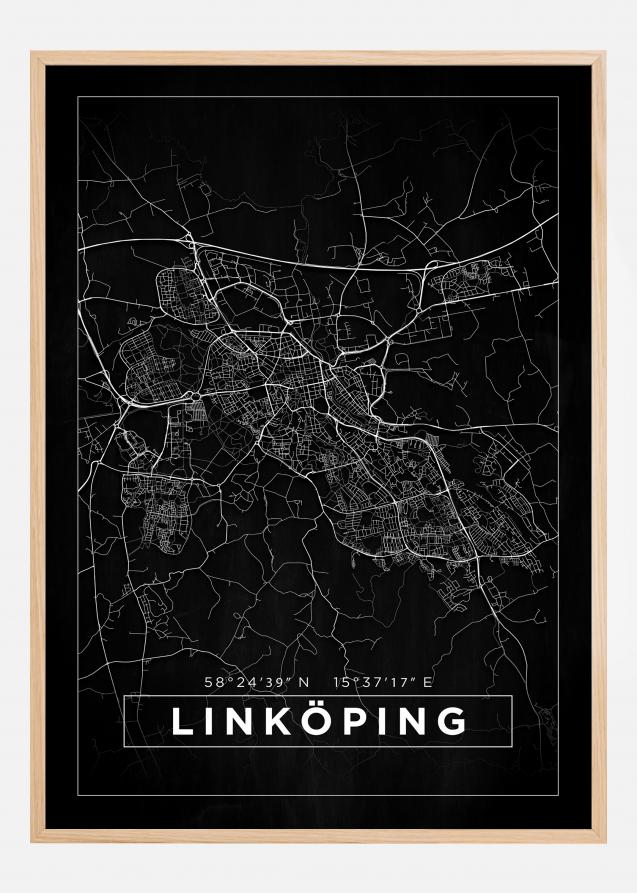 Bildverkstad Map - Linköping - Black Poster