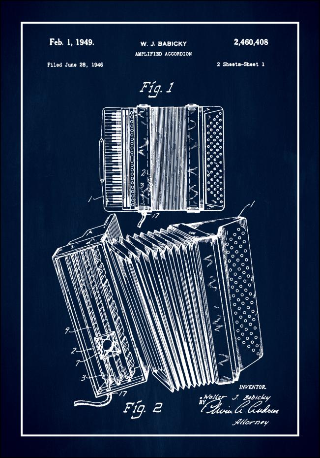 Bildverkstad Patent Print - Amplified Accordion I - Blue