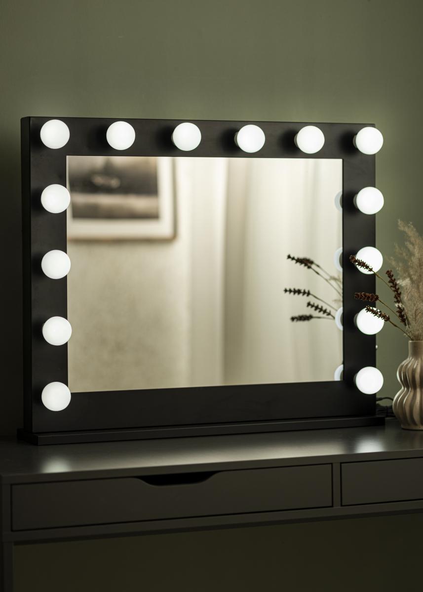 Hier KAILA Kosmetikspiegel Hollywood 14 E27 Schwarz 80x65 cm kaufen 