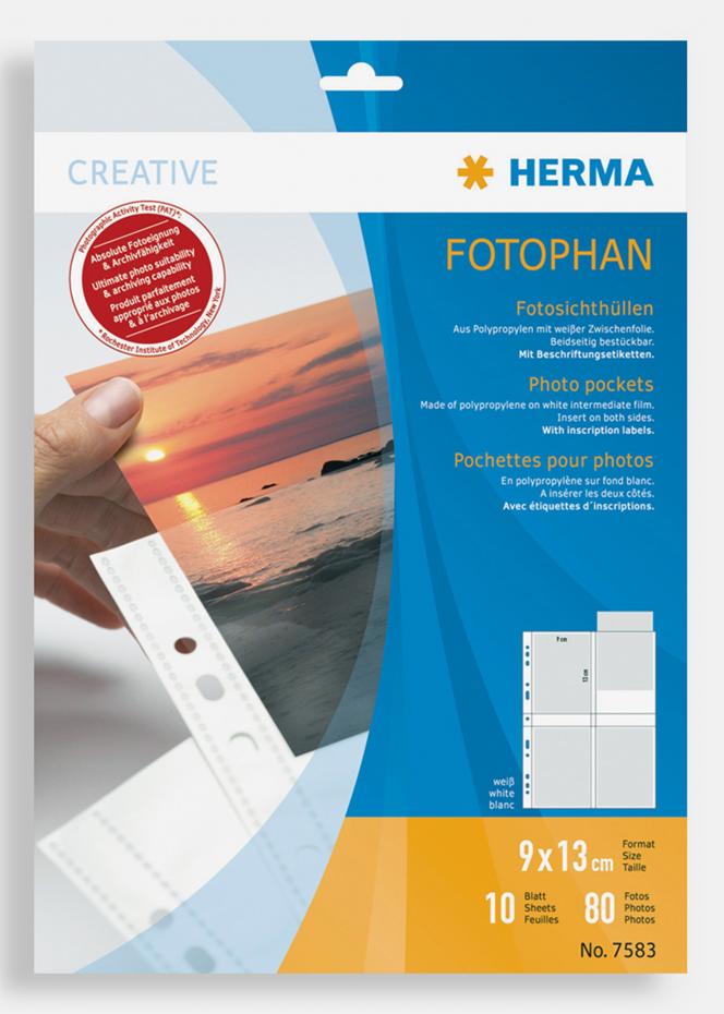  Herma Fototaschen 9x13 cm vertikal - 10er-Pack Wei