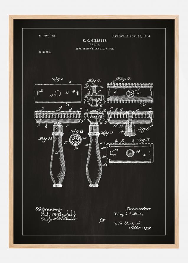 Bildverkstad Patentzeichnung - Rasierer - Schwarz Poster