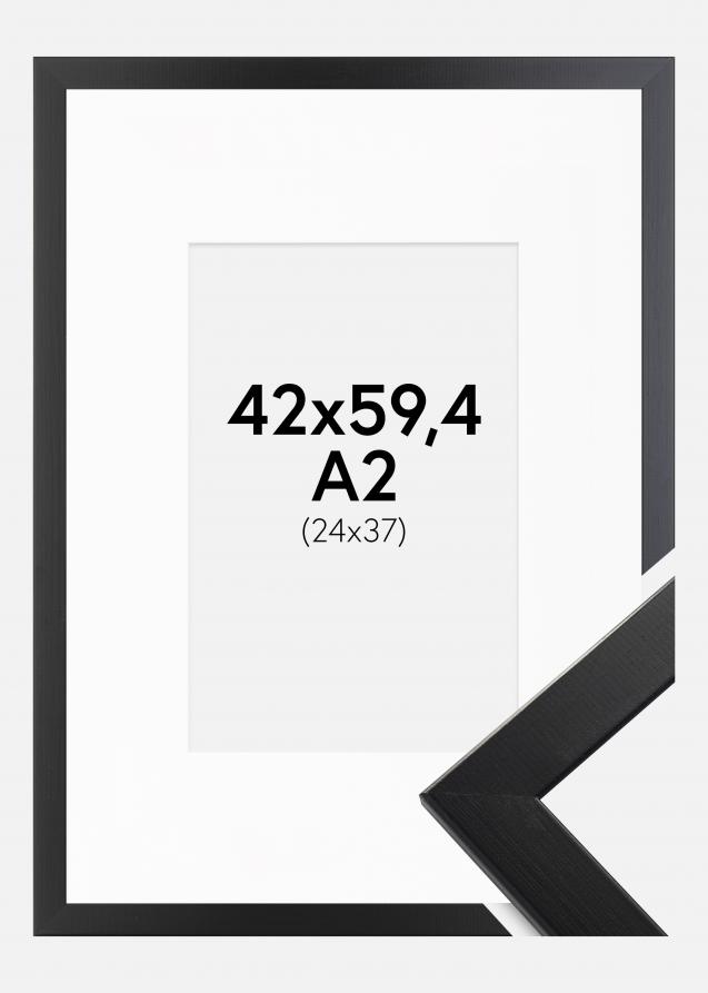 Ram med passepartou Rahmen Trendline Schwarz 42x59,4 cm (A2) - Passepartout Weiß 25x38 cm