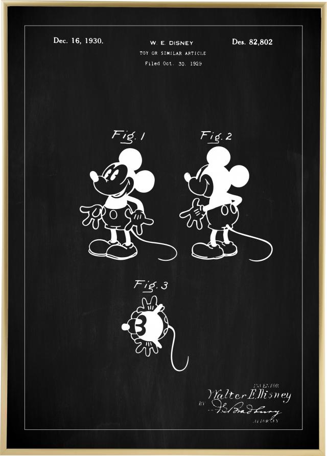 Bildverkstad Patentzeichnung - Disney - Micky Maus - Schwarz Poster
