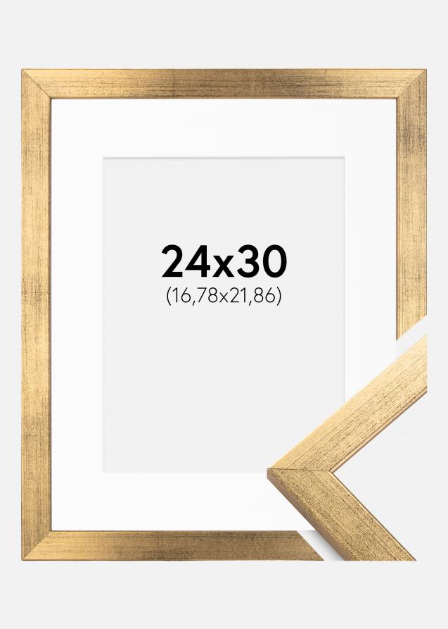 Ram med passepartou Rahmen Stilren Gold 24x30 cm - Passepartout Weiß 7x9 inches