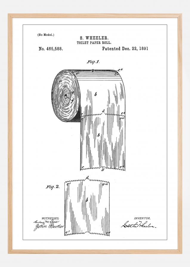 Bildverkstad Patent Print - Toilet Paper Roll - White Poster