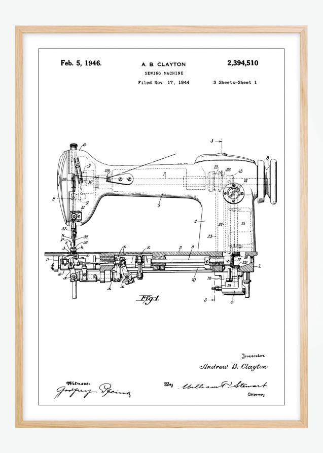 Bildverkstad Patentzeichnung - Nähmaschine I Poster