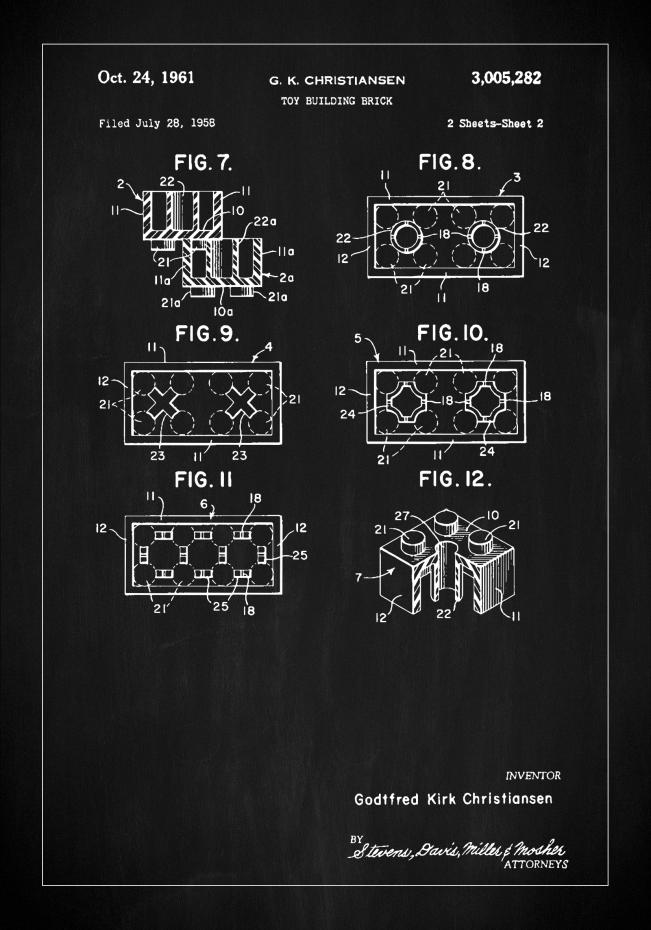 Bildverkstad Patent Print - Lego Block II - Black Poster