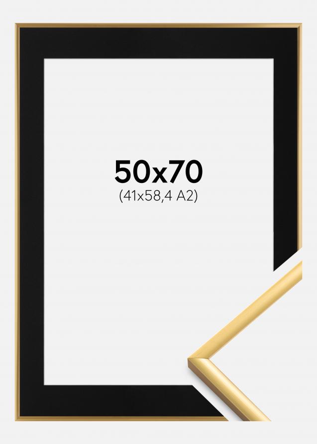 Ram med passepartou Rahmen New Lifestyle Shiny Gold 50x70 cm - Passepartout Schwarz 42x59,4 cm (A2)